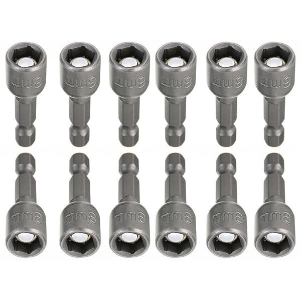 RUIAN RUIAN 12 Piece Hex Magnetic Power Socket Adapter Set for Electrician Tools 8mm 5/16 Inch Drill Bit Nuts Driver