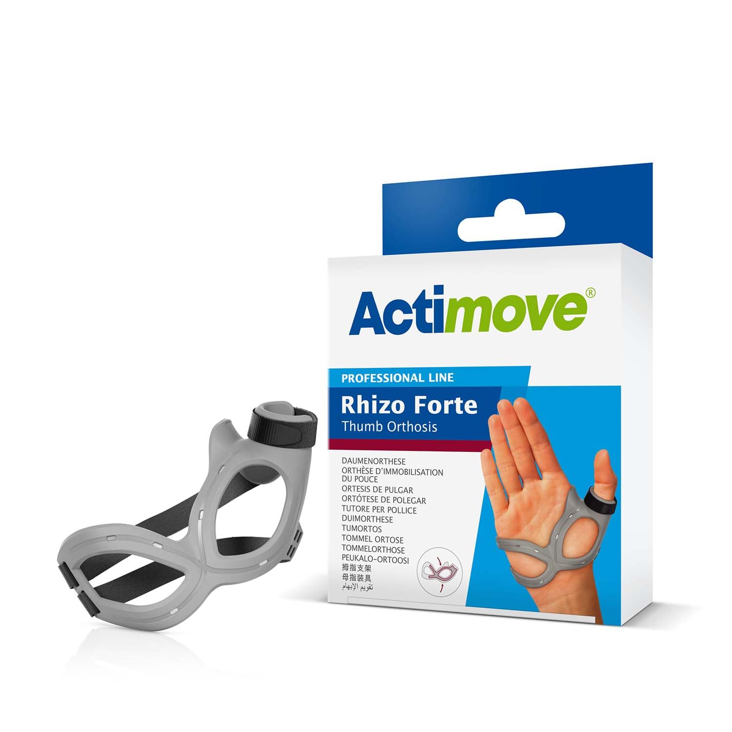 Actimove Actimove Professional Rhizo Forte Thumb Brace for Arthritis UCL Injuries Soft Tissue Support Post-Operative Immobilization Grey Right Small