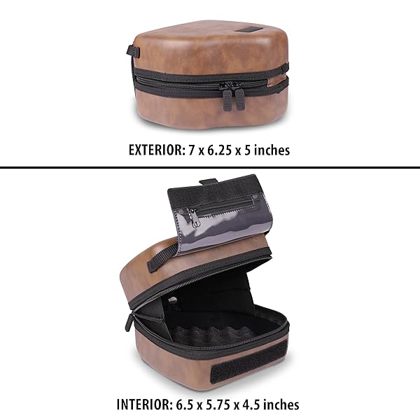 USA Gear USA GEAR Hard Shell DSLR Camera Case - EVA Protection, Quick Access, Padded Interior for Nikon, Canon, Olympus & More (Brown Vegan) - View 4 of 11