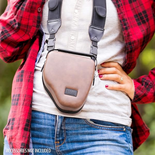 USA Gear USA GEAR Hard Shell DSLR Camera Case - EVA Protection, Quick Access, Padded Interior for Nikon, Canon, Olympus & More (Brown Vegan) - View 8 of 11