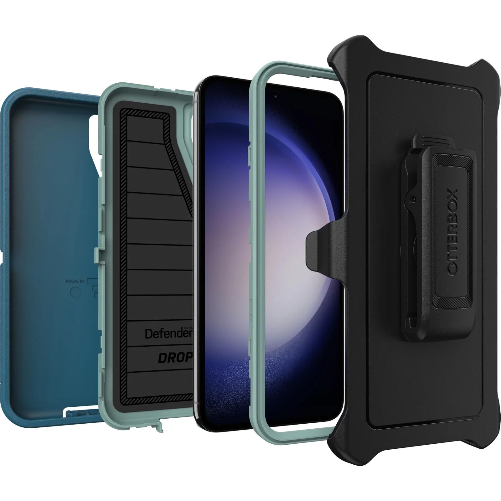 OtterBox Defender Series Case for Galaxy S23 Plus Manoeuvre Blue Rugged Durable with Port Protection Holster Clip Kickstand Microbial Defense - View 4 of 6