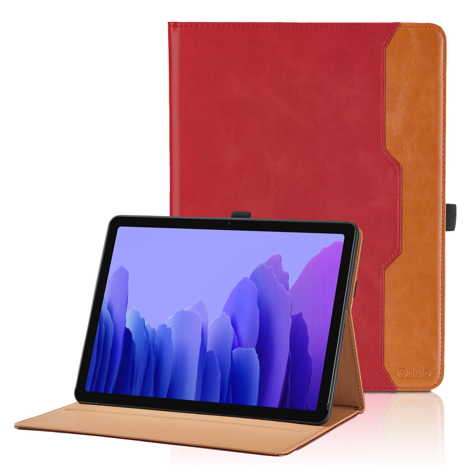 Samsung Galaxy Tab A7 10.4 Inch 2020 Case PU Leather Folio Stand with Hand Strap Pocket Auto Wake Sleep Smart Cover Red