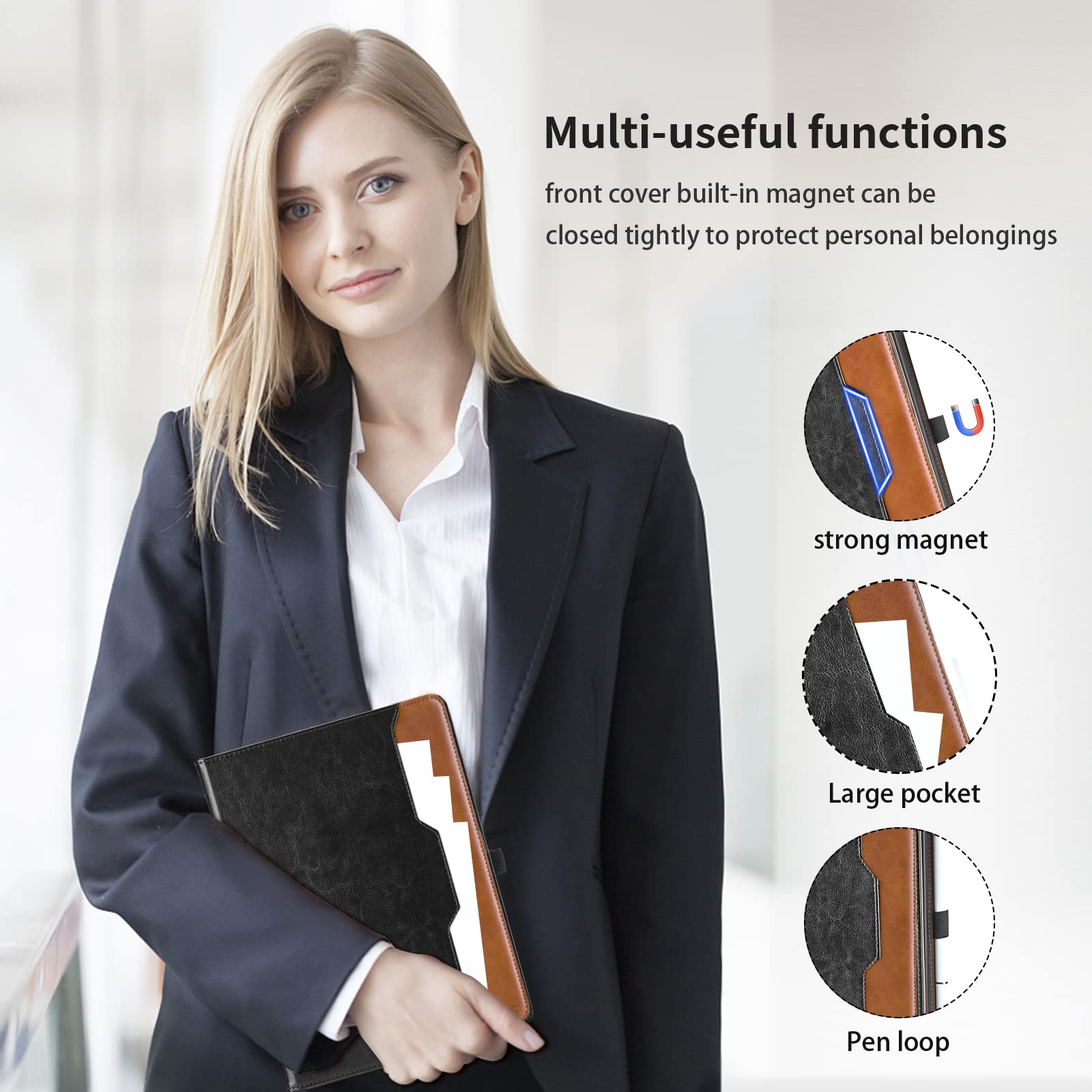 Oduio Samsung Galaxy Tab A7 10.4 Inch 2020 Case PU Leather Folio Stand with Hand Strap Pocket Auto Wake Sleep Smart Cover Black - View 5 of 6