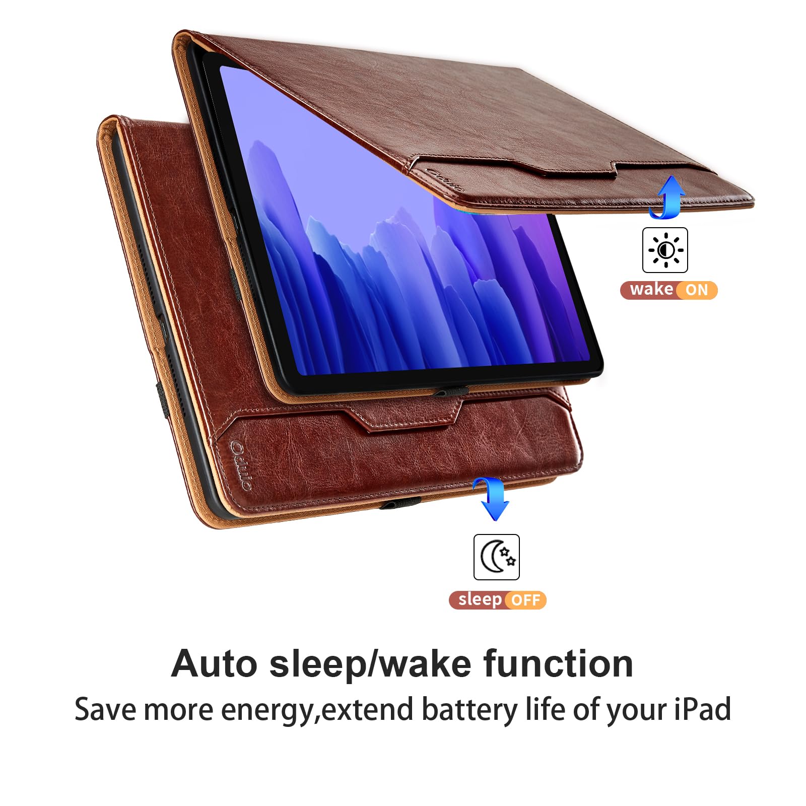 Oduio Samsung Galaxy Tab A7 10.4 Inch 2020 Case PU Leather Folio Stand with Hand Strap Pocket Auto Wake Sleep Smart Cover Gray - View 2 of 6