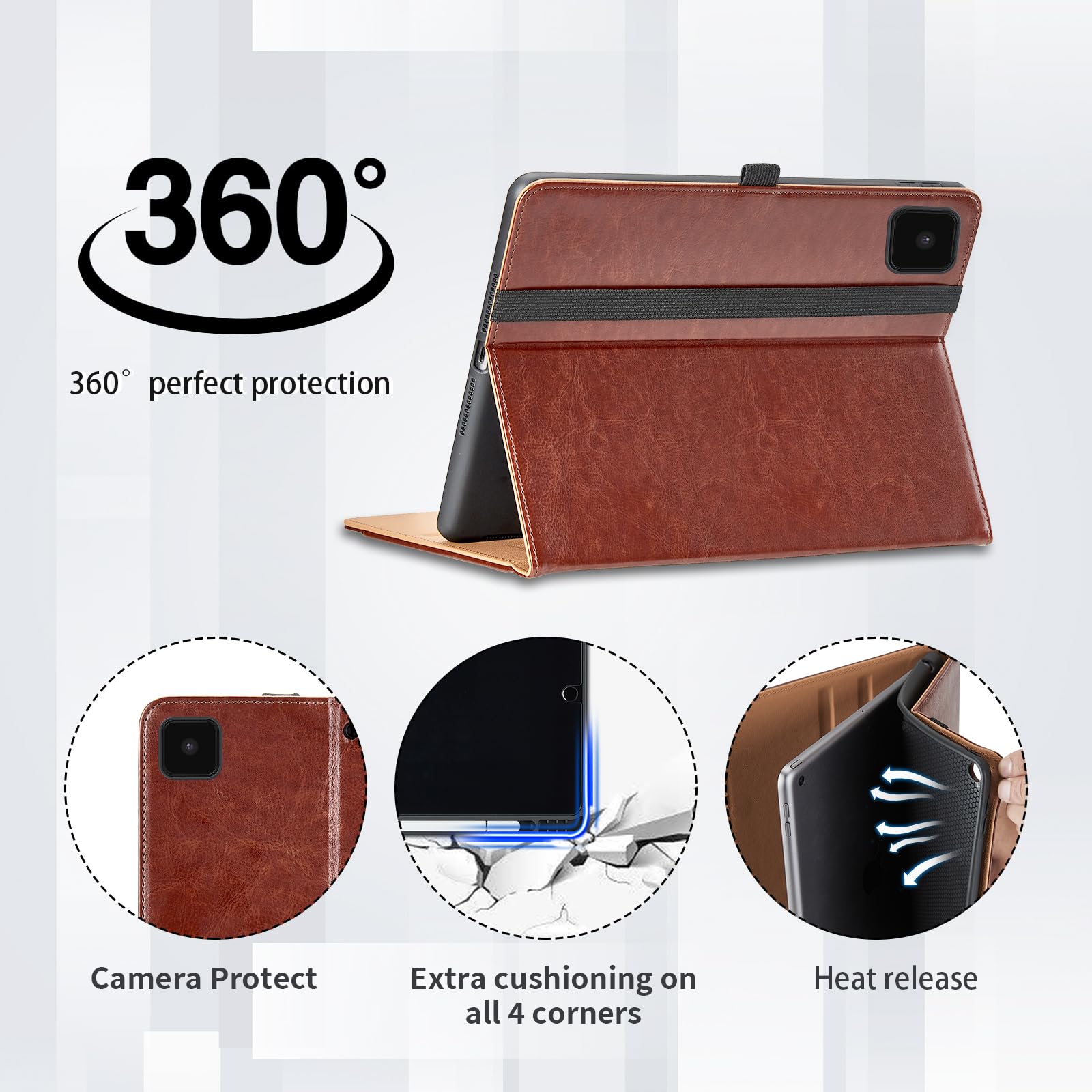 Oduio Samsung Galaxy Tab A7 10.4 Inch 2020 Case PU Leather Folio Stand with Hand Strap Pocket Auto Wake Sleep Smart Cover Gray - View 3 of 6