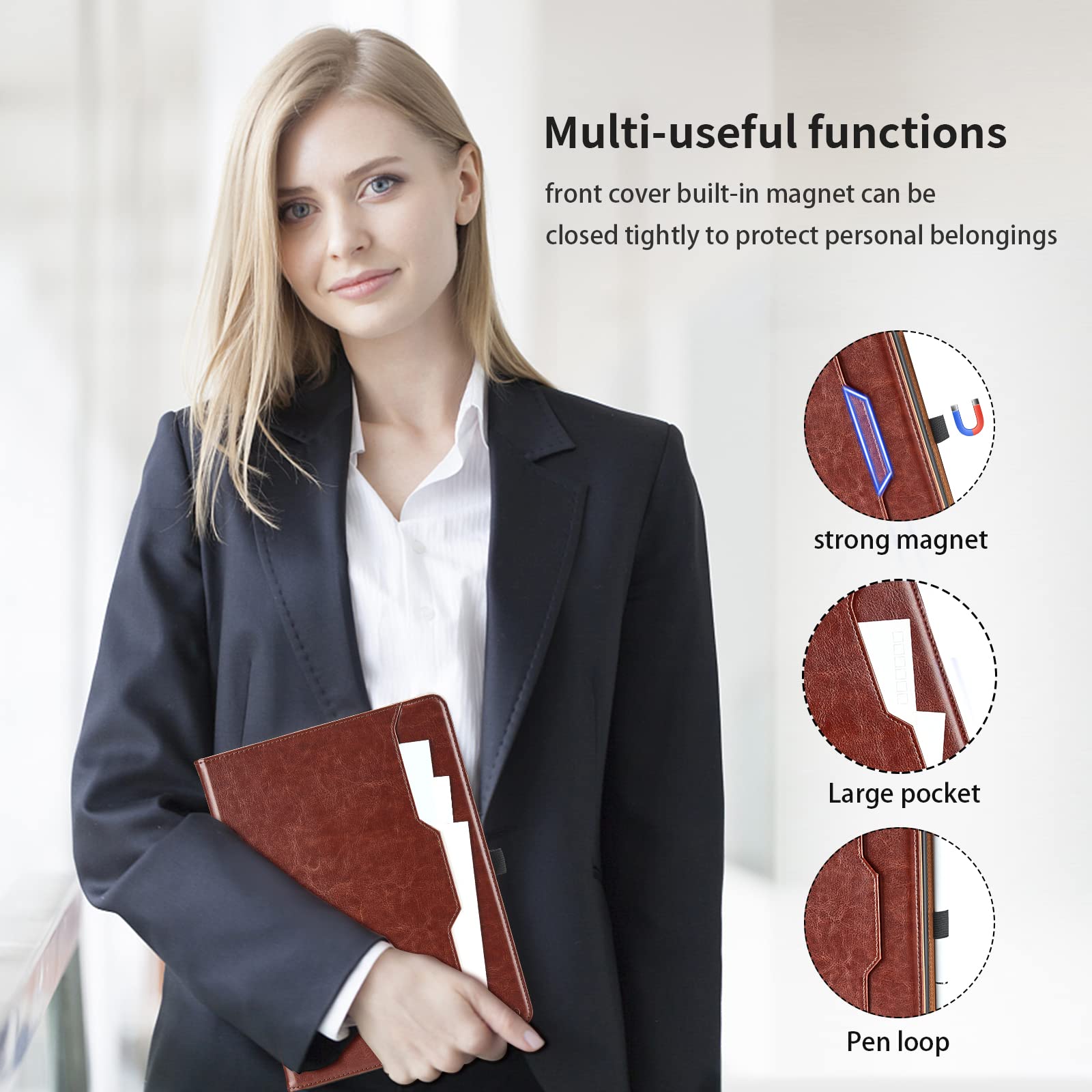 Oduio Samsung Galaxy Tab A7 10.4 Inch 2020 Case PU Leather Folio Stand with Hand Strap Pocket Auto Wake Sleep Smart Cover Gray - View 5 of 6