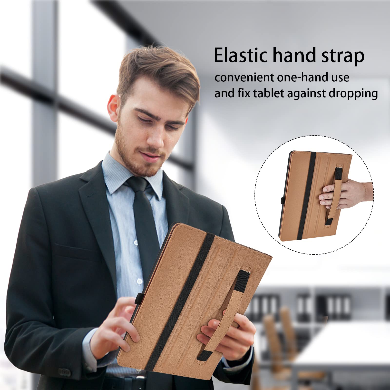 Oduio Samsung Galaxy Tab A7 10.4 Inch 2020 Case PU Leather Folio Stand with Hand Strap Pocket Auto Wake Sleep Smart Cover Gray - View 6 of 6