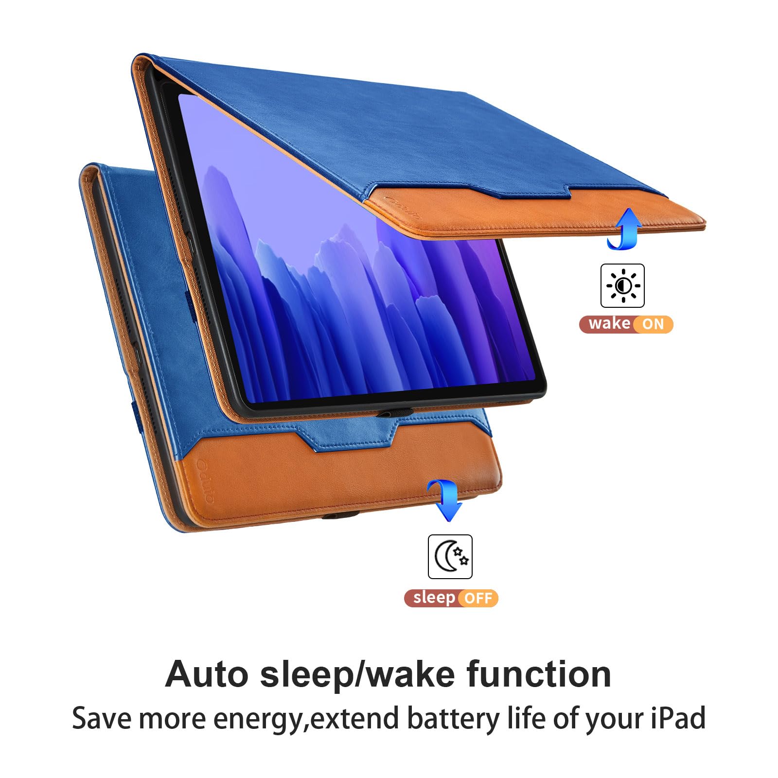 Oduio Samsung Galaxy Tab A7 10.4 Inch 2020 Case PU Leather Folio Stand with Hand Strap Pocket Auto Wake Sleep Smart Cover Blue - View 2 of 6