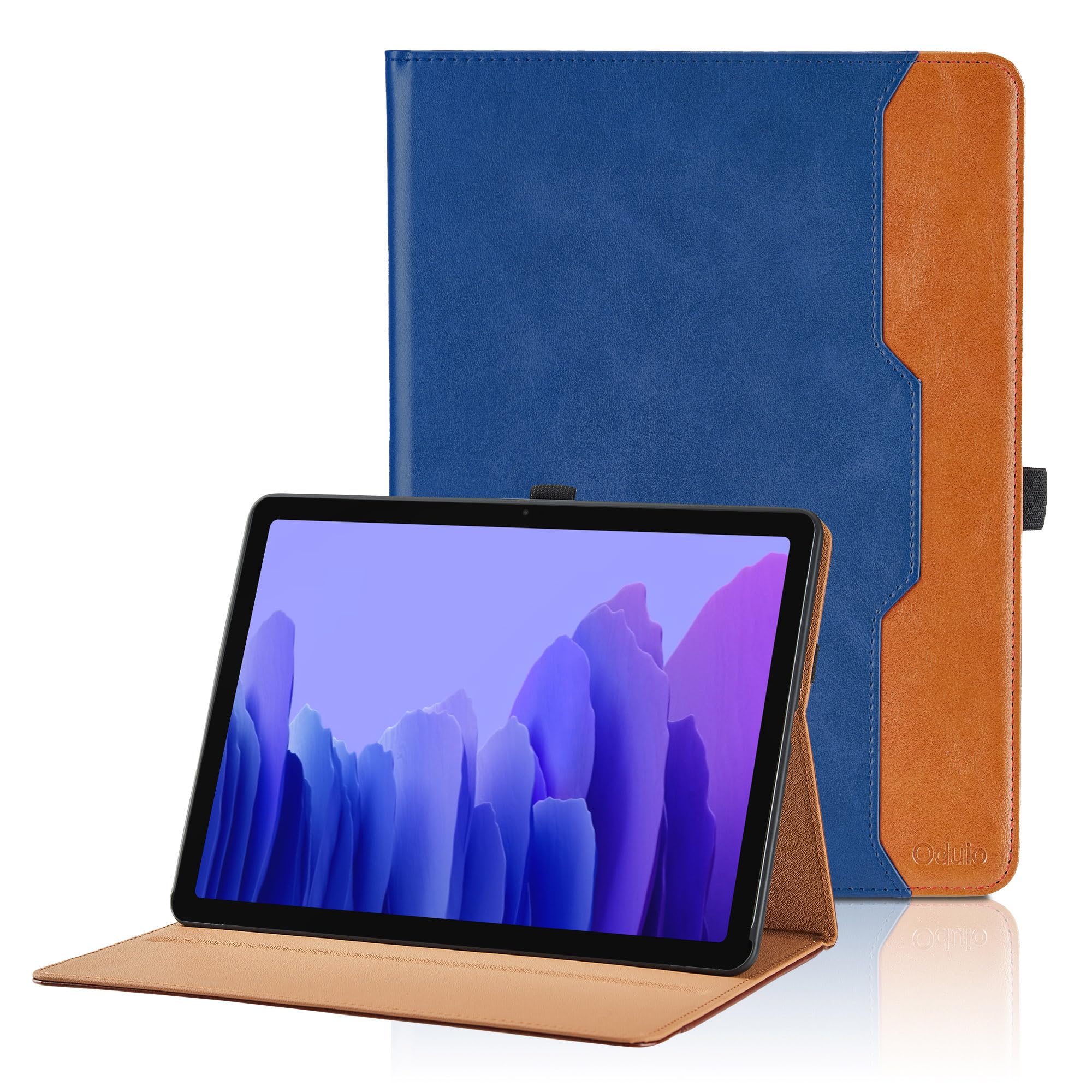 Oduio Samsung Galaxy Tab A7 10.4 Inch 2020 Case PU Leather Folio Stand with Hand Strap Pocket Auto Wake Sleep Smart Cover Blue