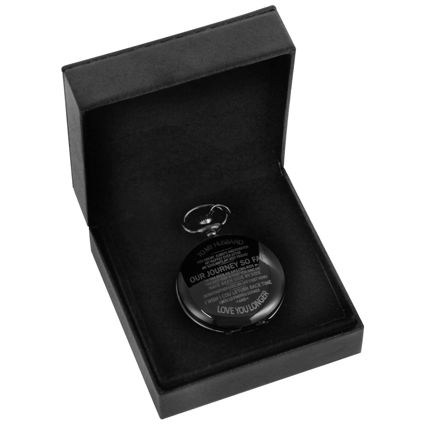 Whodoit Whodoit Engraved Mechanical Pocket Watch for Husband Personalized Gift with Leather Box for Men Birthday Valentine's Day - View 3 of 7