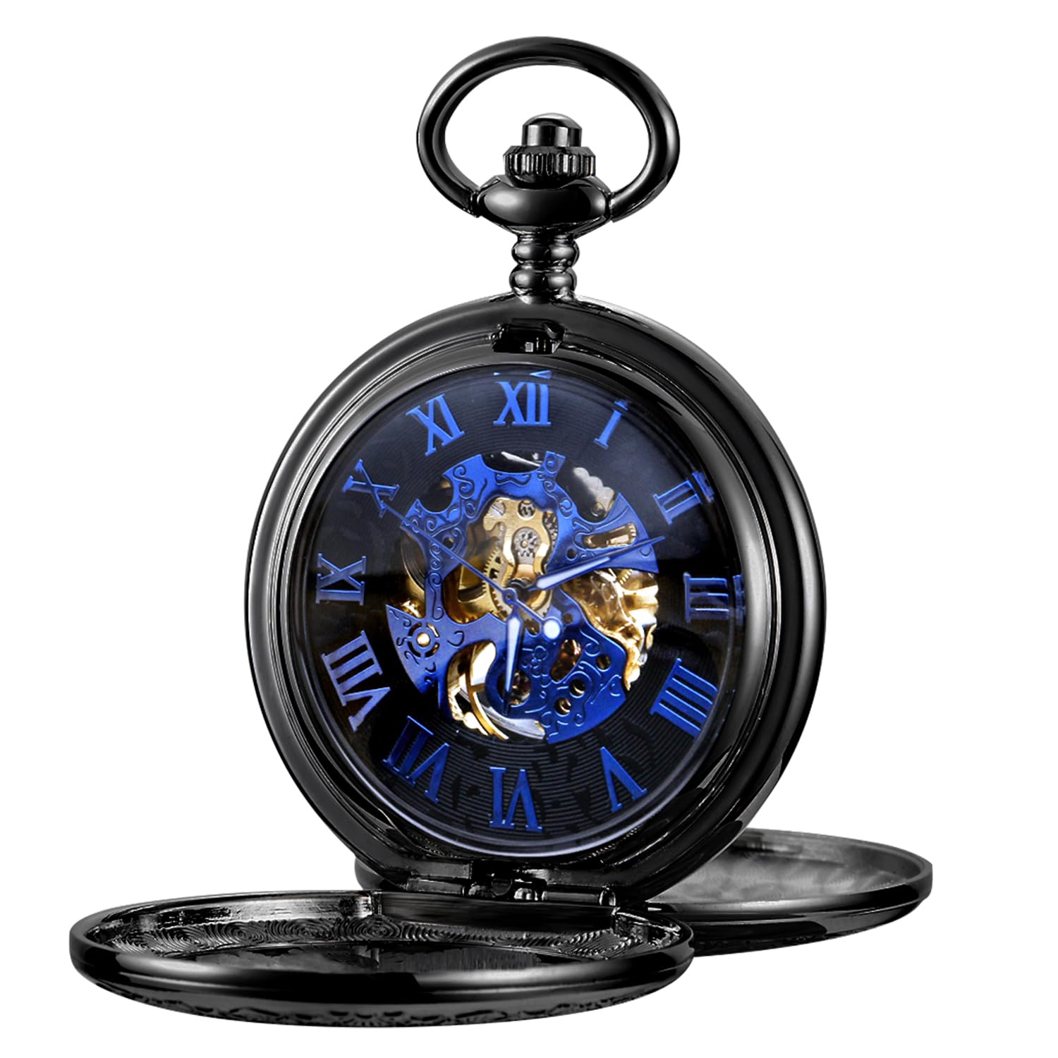 Whodoit Whodoit Engraved Mechanical Pocket Watch for Husband Personalized Gift with Leather Box for Men Birthday Valentine's Day - View 4 of 7