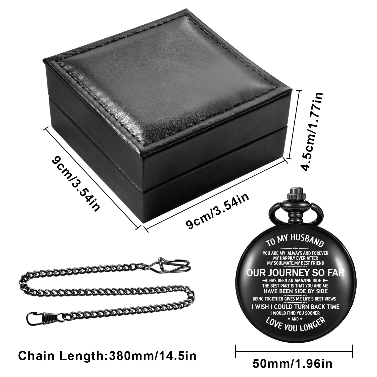 Whodoit Whodoit Engraved Mechanical Pocket Watch for Husband Personalized Gift with Leather Box for Men Birthday Valentine's Day - View 5 of 7