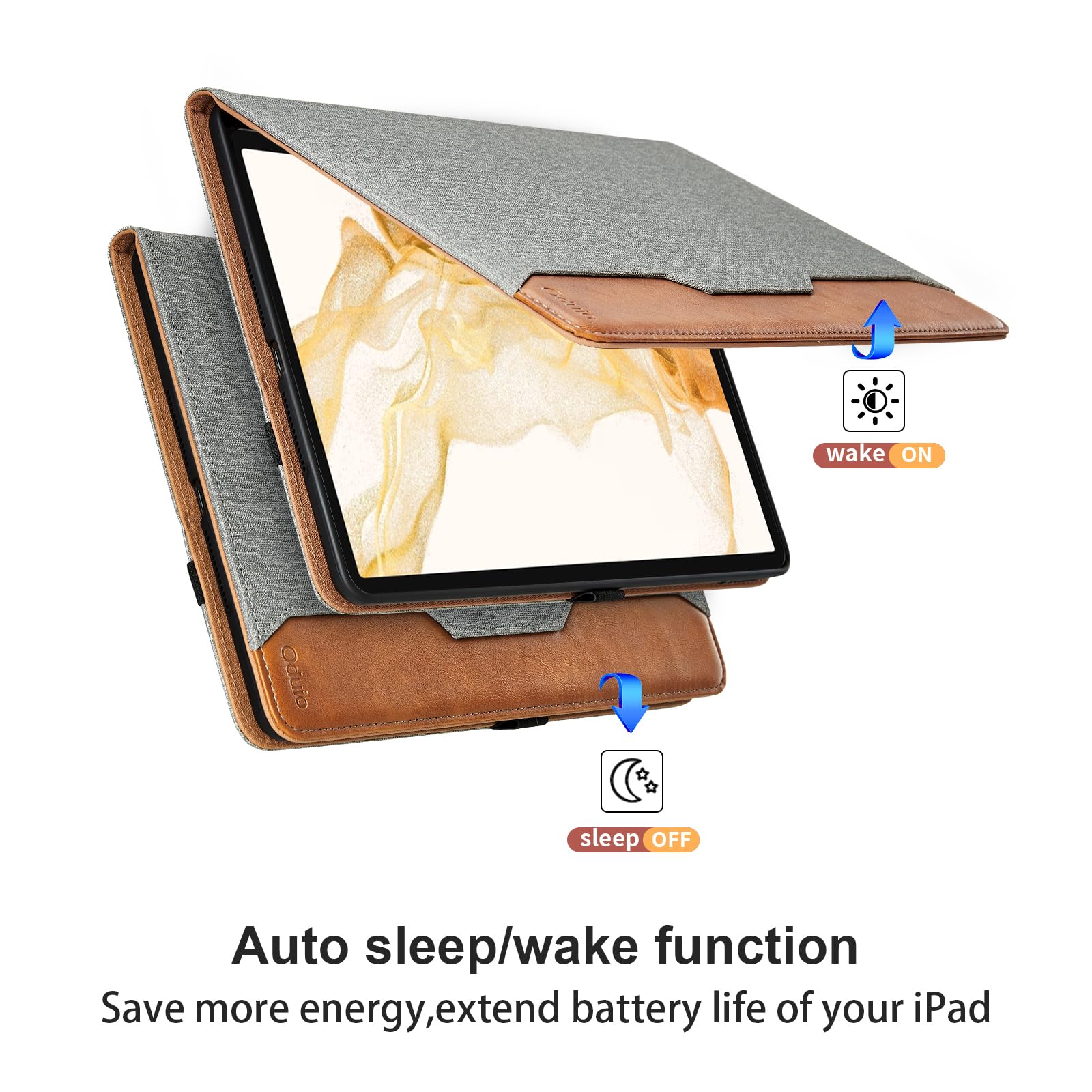 Oduio Samsung Galaxy Tab S8 Plus S7 FE S7 Plus 12.4 Inch PU Leather Folio Case with S Pen Holder Auto Wake Sleep Smart Cover Gray - View 2 of 7