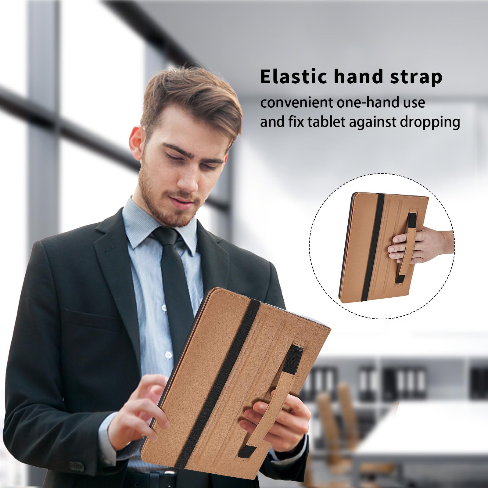 Oduio Samsung Galaxy Tab S8 Plus S7 FE S7 Plus 12.4 Inch PU Leather Folio Case with S Pen Holder Auto Wake Sleep Smart Cover Gray - View 7 of 7