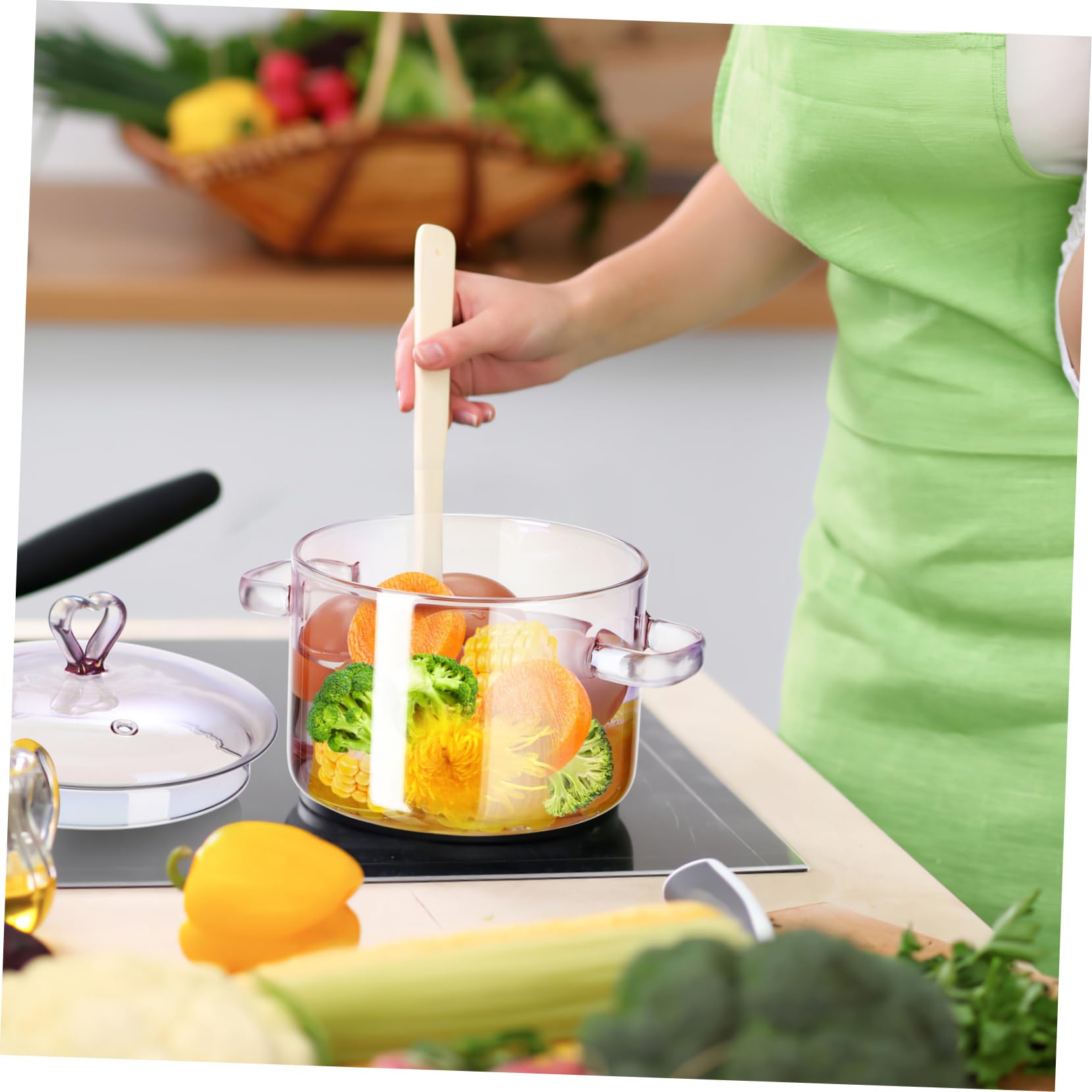 DOITOOL DOITOOL 1.5L Heat Resistant Simmer Pot Clear Glass Cookware for Cooking Pasta Soup Milk Baby Food with Lid - View 4 of 9