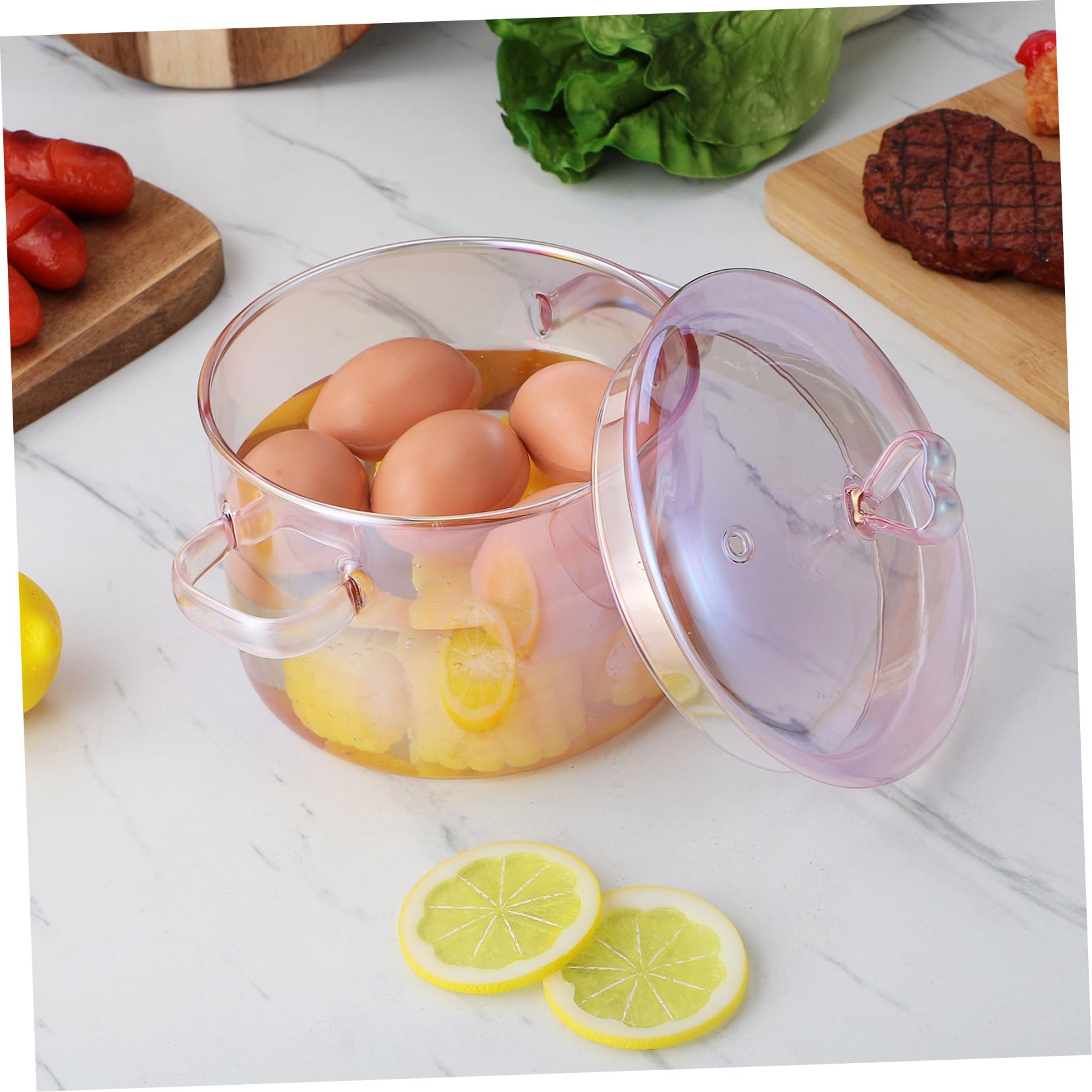 DOITOOL DOITOOL 1.5L Heat Resistant Simmer Pot Clear Glass Cookware for Cooking Pasta Soup Milk Baby Food with Lid - View 8 of 9