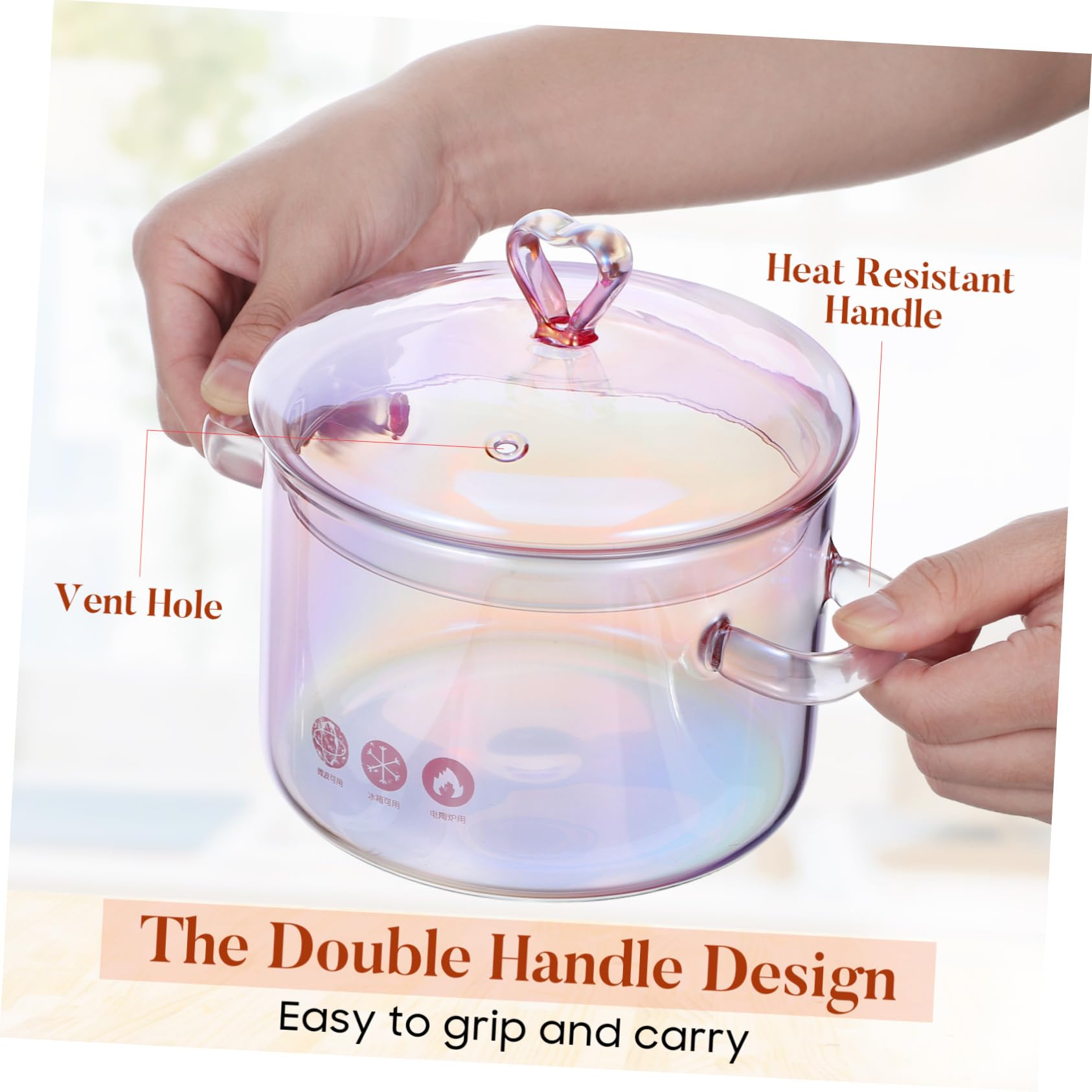 DOITOOL DOITOOL 1.5L Heat Resistant Simmer Pot Clear Glass Cookware for Cooking Pasta Soup Milk Baby Food with Lid - View 9 of 9