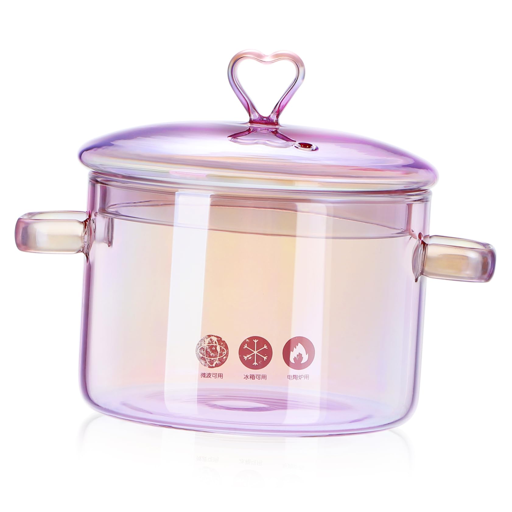 DOITOOL 1.5L Heat Resistant Simmer Pot Clear Glass Cookware for Cooking Pasta Soup Milk Baby Food with Lid
