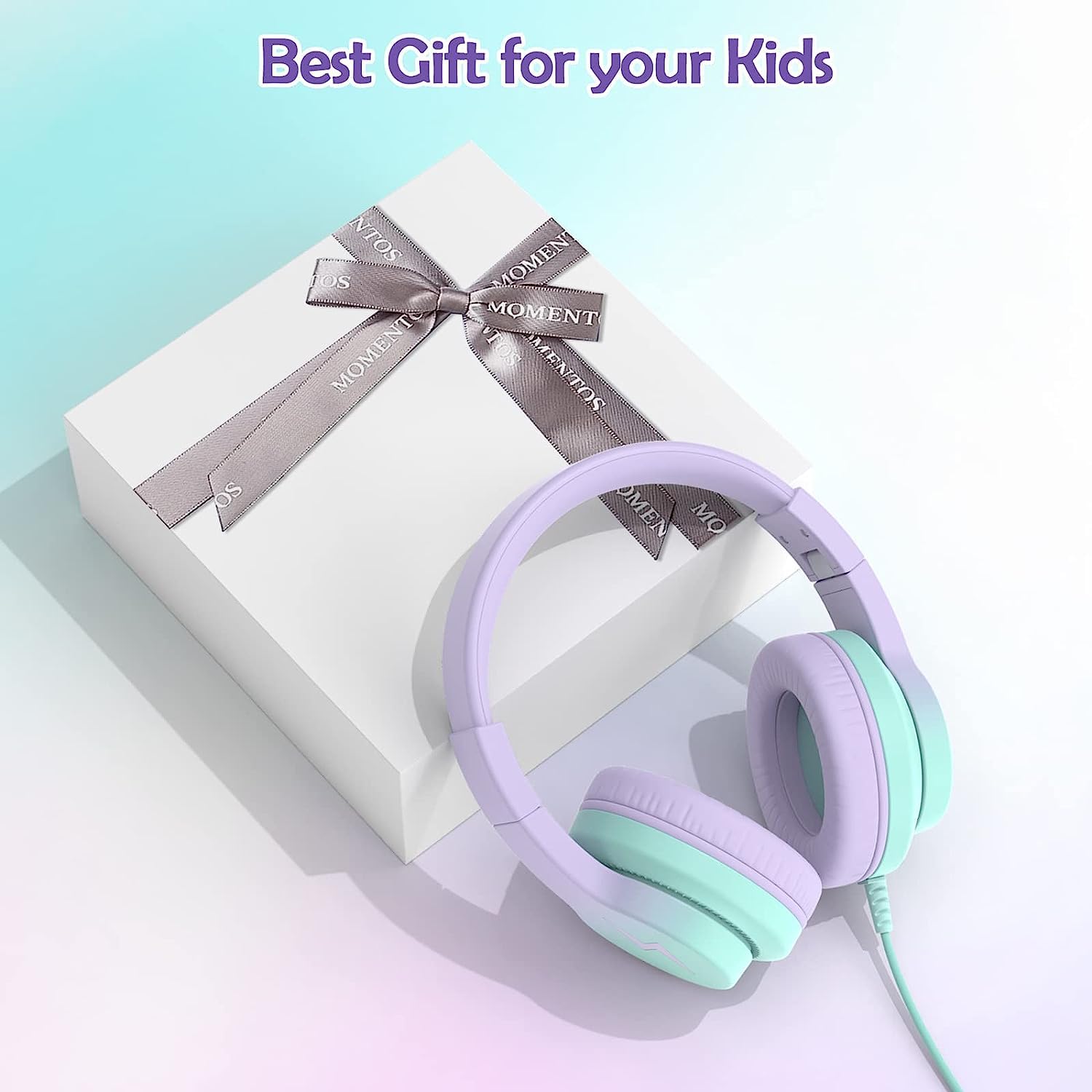 Candy Bila Candy Bila Kids Headphones Wired Over Ear with Microphone Volume Limiter Foldable Gradient Purple for Learning and Entertainment - View 5 of 7