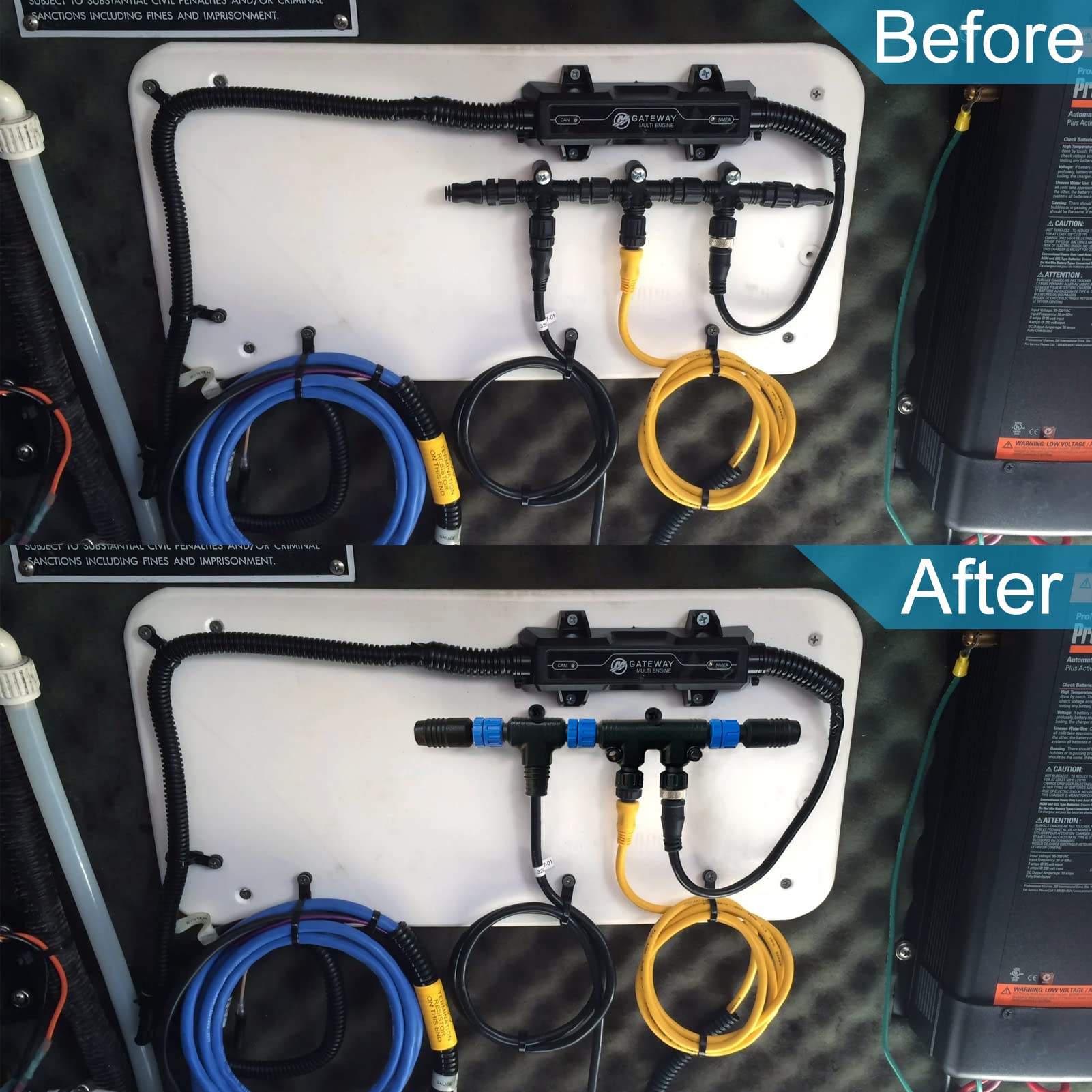 NOVINO NOVINO NMEA 2000 Starter Kit for Lowrance Simrad Garmin Marine Grade with Backbone Cables Drop Cables Tees and Terminators - View 5 of 7