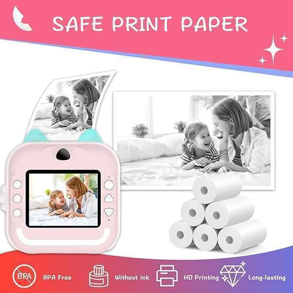 MIARALA MIARALA 15 Rolls Instant Camera Paper Refill - HD Print for Kidizoom & Most Kids Cameras (57x25mm) - View 4 of 8