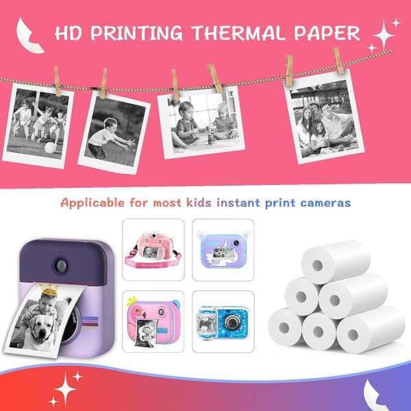 MIARALA MIARALA 15 Rolls Instant Camera Paper Refill - HD Print for Kidizoom & Most Kids Cameras (57x25mm) - View 5 of 8