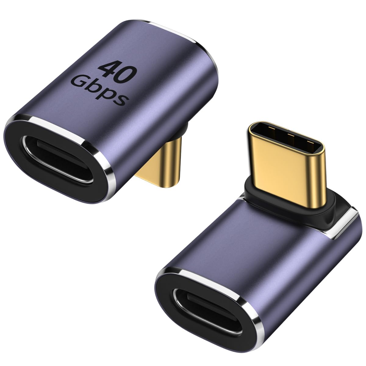 ShineeKee ShineeKee 90 Degree USB C Right Angle Adapter 40Gbps Data Transfer USB 4.0 Thunderbolt 4 Connector Extender for Mobile Devices 2 Pack