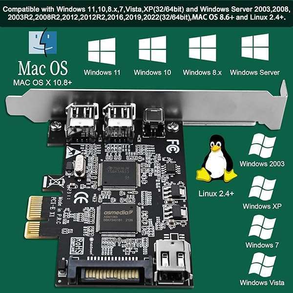FebSmart FebSmart 4-Port PCIe Firewire 400 Expansion Card - Fast 400Mbps, Plug & Play for Windows/MAC, TI TSB43AB23 - View 7 of 10