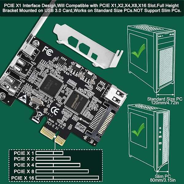 FebSmart FebSmart 4-Port PCIe Firewire 400 Expansion Card - Fast 400Mbps, Plug & Play for Windows/MAC, TI TSB43AB23 - View 8 of 10
