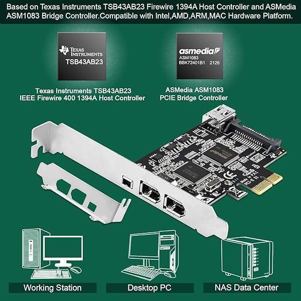 FebSmart FebSmart 4-Port PCIe Firewire 400 Expansion Card - Fast 400Mbps, Plug & Play for Windows/MAC, TI TSB43AB23 - View 10 of 10