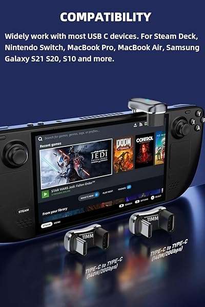 AreMe AreMe 180Â° USB C Adapter (2 Pack), 180 Degree Angle USB-C Male to USB-C Female 20Gbps PD 140W Adapter for Steam Deck,Switch,Laptop,Tablet,Phone and More Type C Devices - View 7 of 8