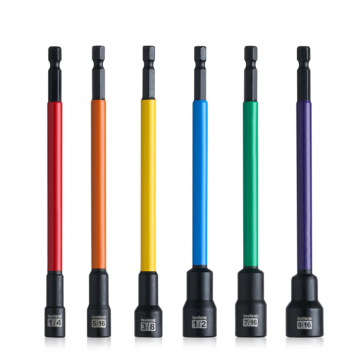 toolant Toolant Extra Long Nut Driver Bit Set 6PCS SAE Metric Magnetic Nut Driver 1/4 to 9/16 Quick Change Tool