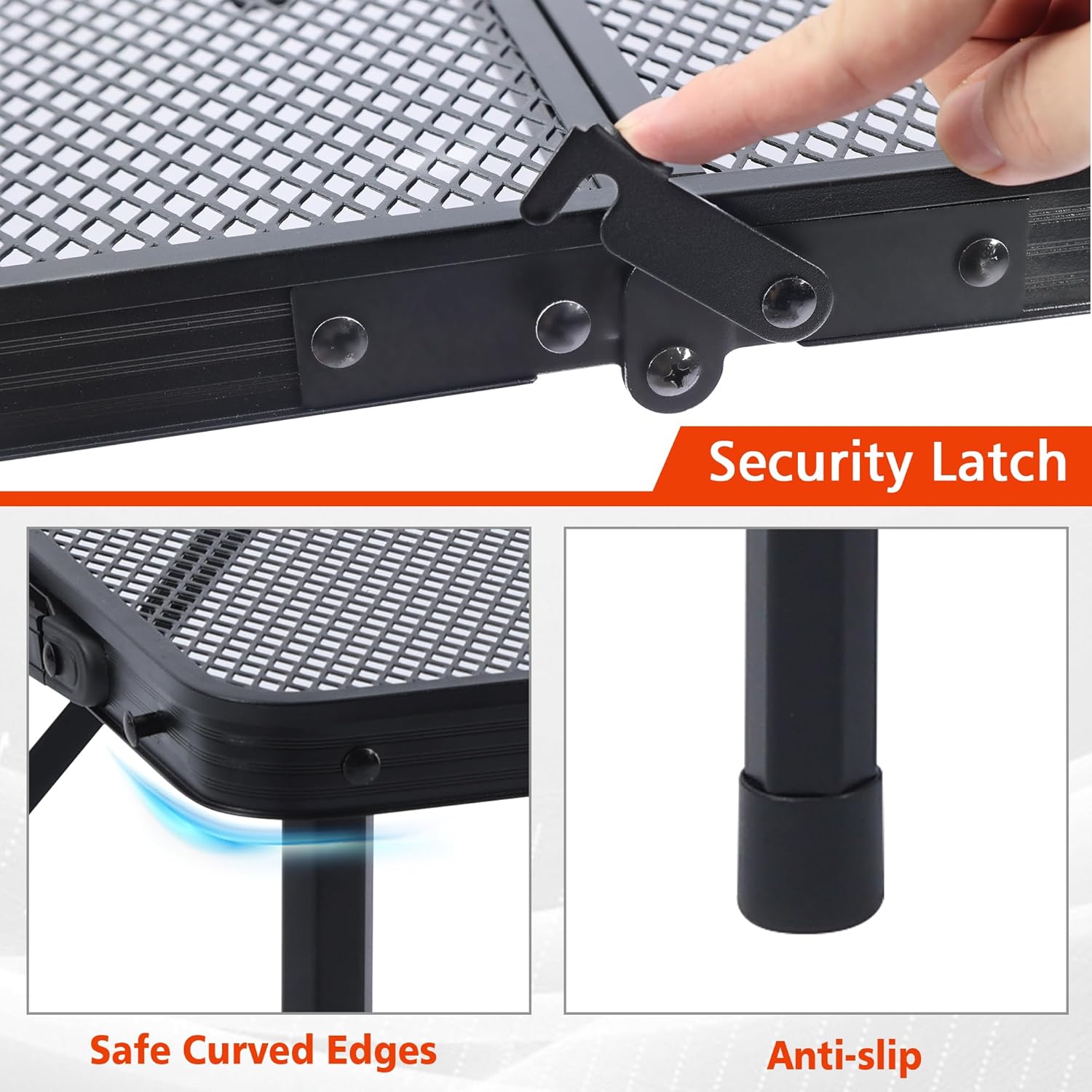 JOUYEK JOUYEK Folding Grill Table Portable Camping Table Height Adjustable Outdoor Furniture for BBQ Picnic Beach 3x2 FT Black - View 5 of 7