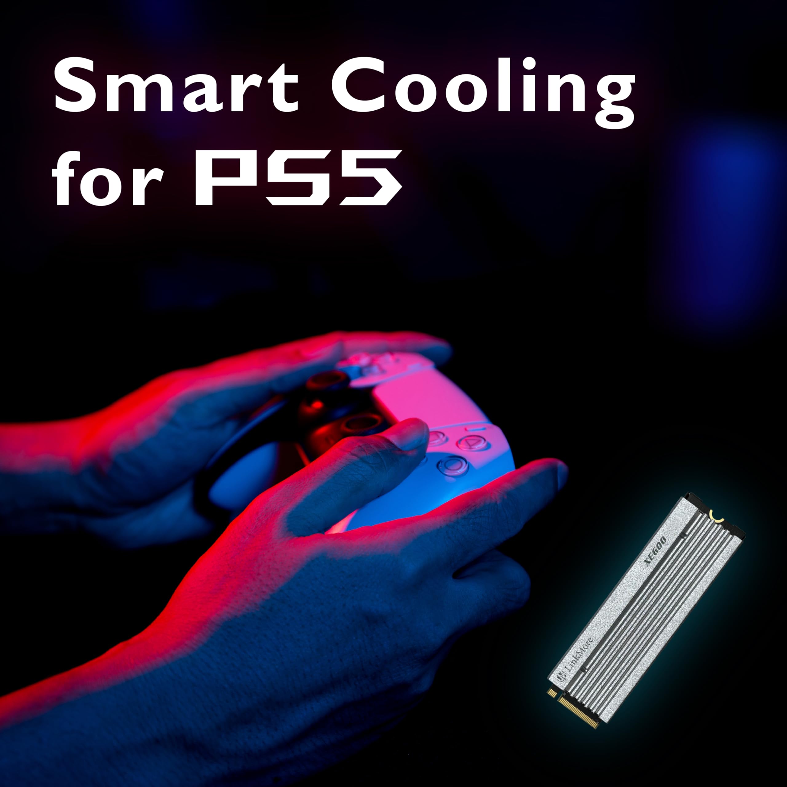 LinkMore XE600 1TB M.2 2280 SSD PCIe Gen4 NVMe Internal Gaming Drive with Heatsink Up to 7200 MB/s Compatible with PlayStation 5 PS5 - View 5 of 9