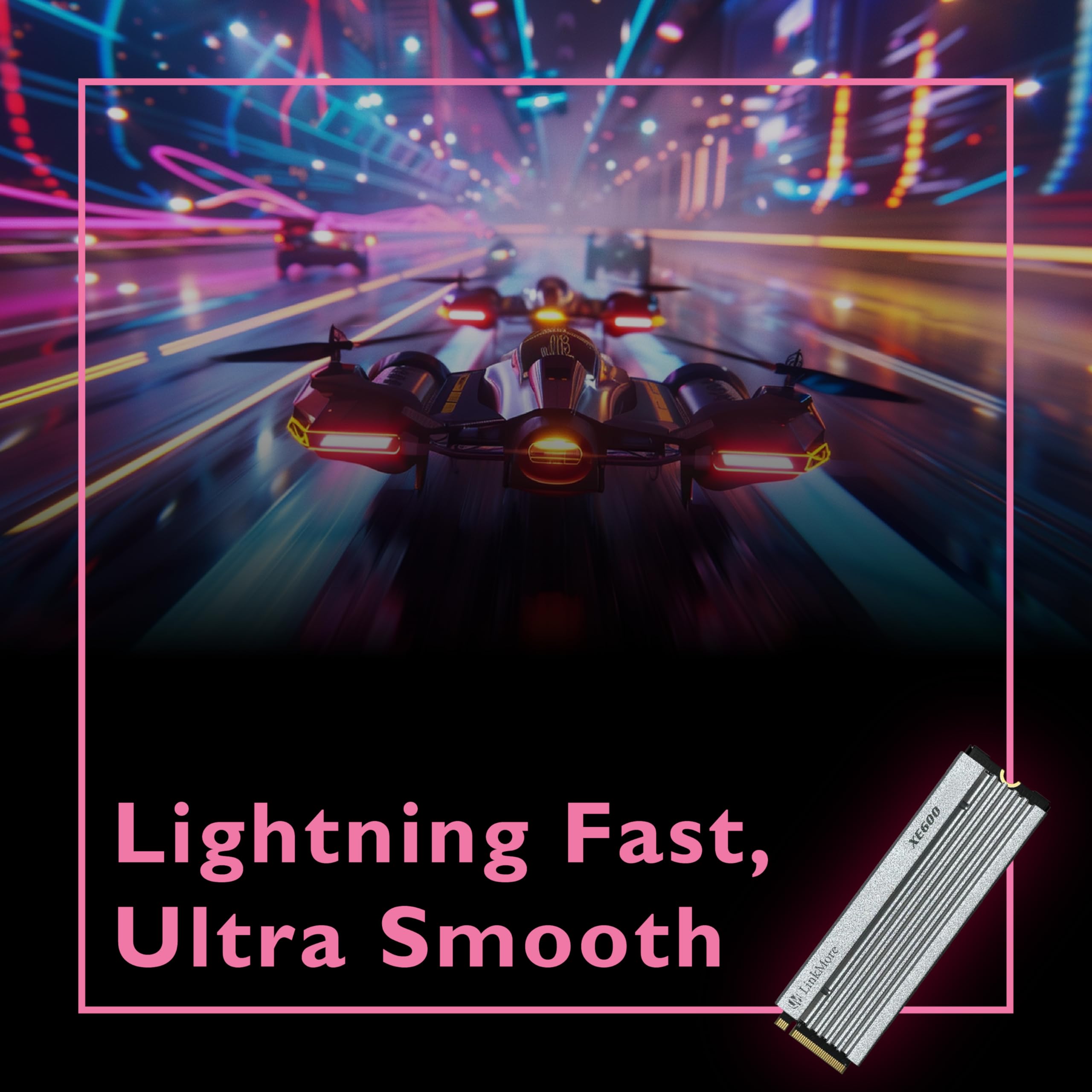 LinkMore XE600 1TB M.2 2280 SSD PCIe Gen4 NVMe Internal Gaming Drive with Heatsink Up to 7200 MB/s Compatible with PlayStation 5 PS5 - View 6 of 9