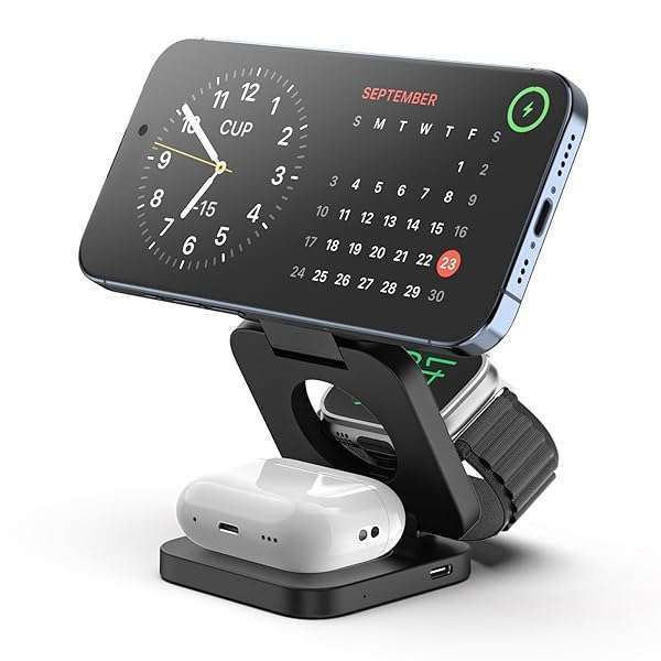 KU XIU KU XIU X55 3-in-1 Fast Wireless Charger for iPhone, Apple Watch & AirPods - Magnetic & Portable Charging Station