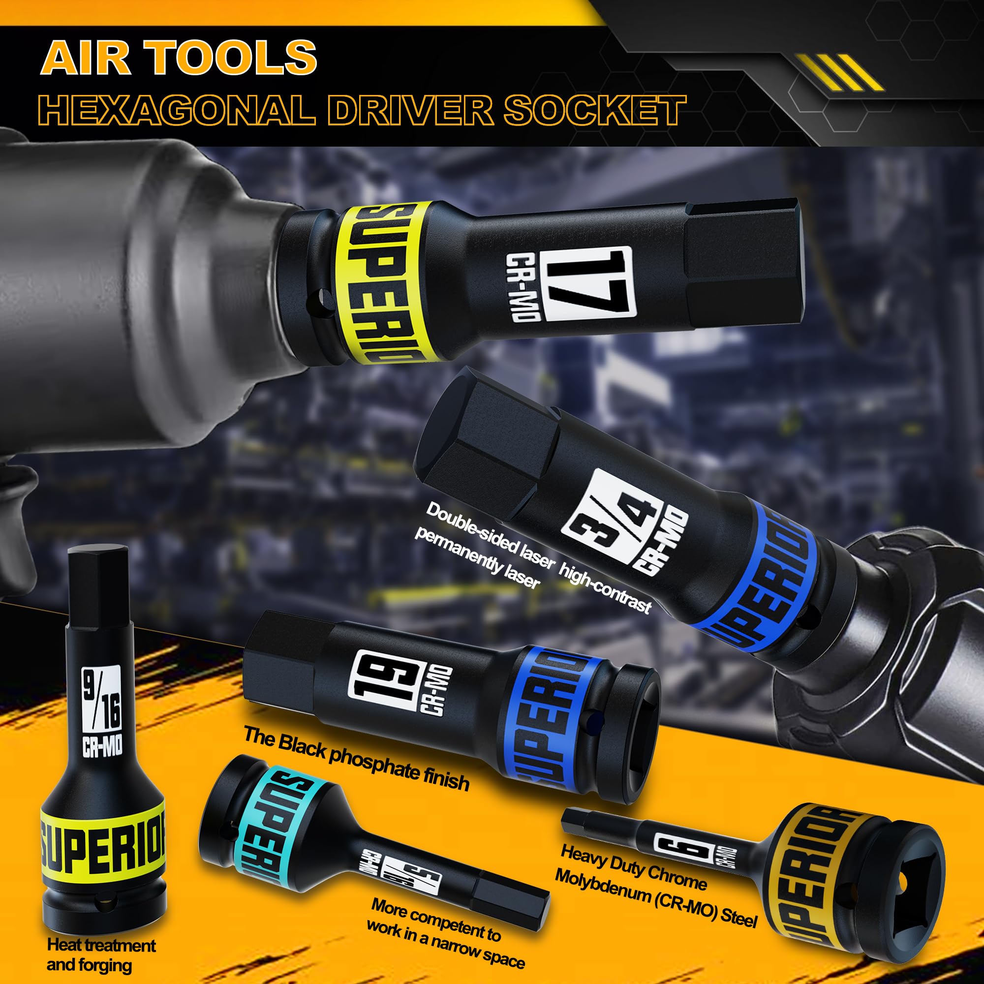Aiourx Aiourx 20-Piece 1/2 Inch Drive Master Impact Hex Bit Socket Set Metric and SAE Cr-Mo Steel with Heavy Duty Storage Case - View 5 of 7