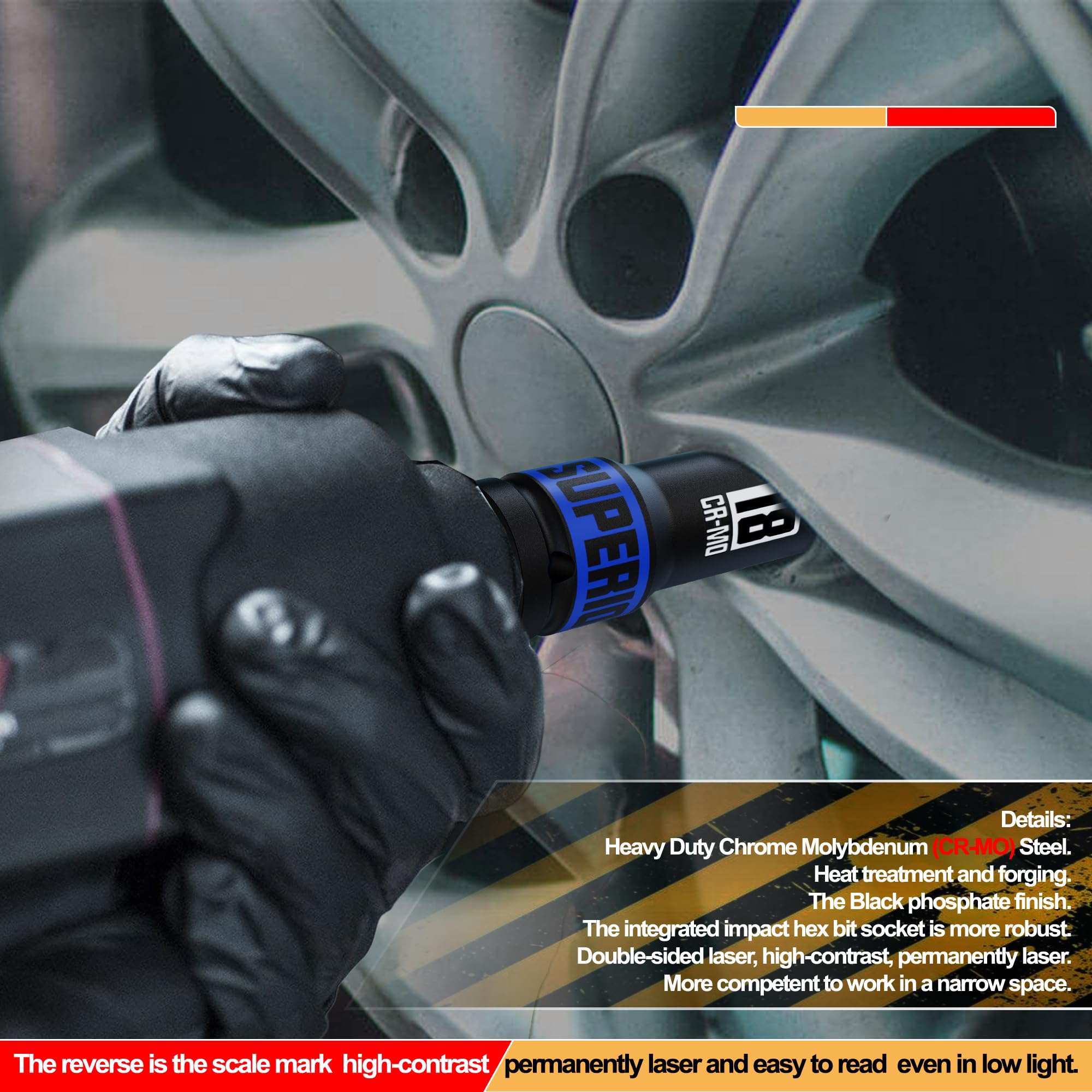 Aiourx Aiourx 20-Piece 1/2 Inch Drive Master Impact Hex Bit Socket Set Metric and SAE Cr-Mo Steel with Heavy Duty Storage Case - View 7 of 7