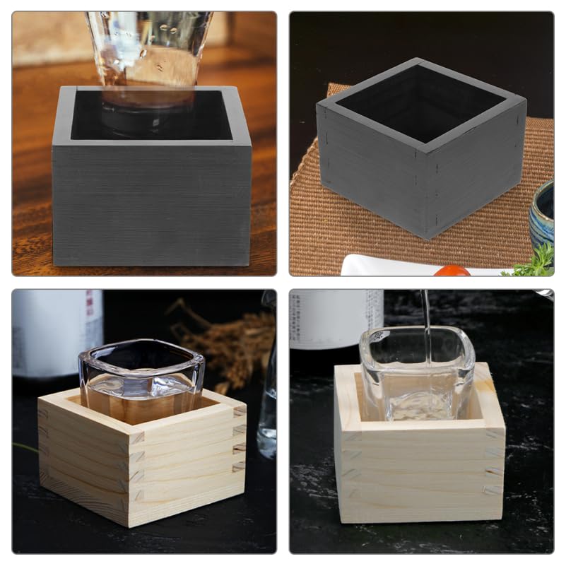 KONTONTY KONTONTY 2pcs Japanese Wooden Square Sake Cup Box Elegant Design for Sushi Restaurants and Home Use - View 2 of 9