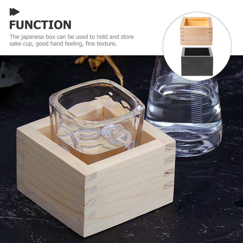 KONTONTY KONTONTY 2pcs Japanese Wooden Square Sake Cup Box Elegant Design for Sushi Restaurants and Home Use - View 5 of 9