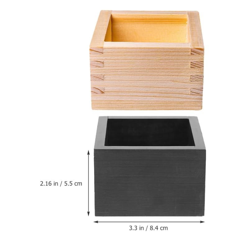 KONTONTY KONTONTY 2pcs Japanese Wooden Square Sake Cup Box Elegant Design for Sushi Restaurants and Home Use - View 9 of 9
