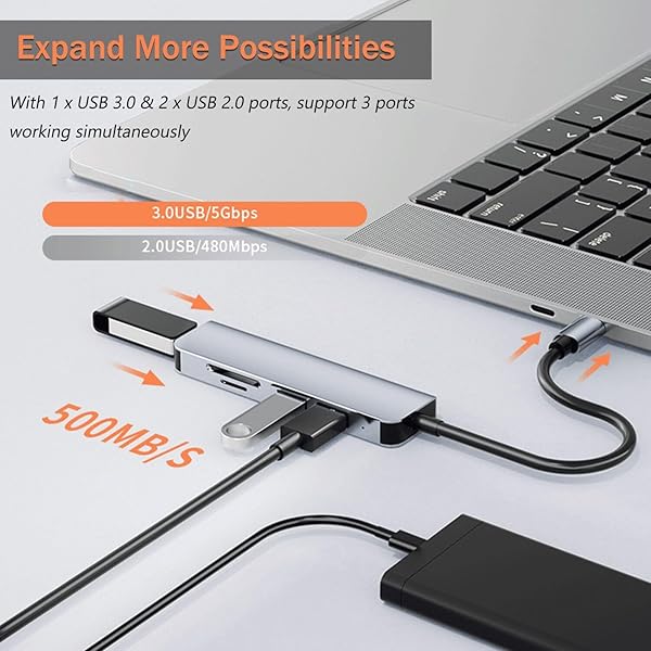 vienon VIENON 5-in-1 USB C Hub with SD Card Reader & 3 USB 3.0 Ports for MacBook, PC, and Tablets - View 4 of 9