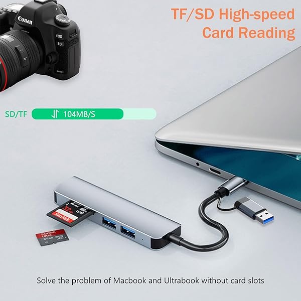 vienon VIENON 5-in-1 USB C Hub with SD Card Reader & 3 USB 3.0 Ports for MacBook, PC, and Tablets - View 5 of 9