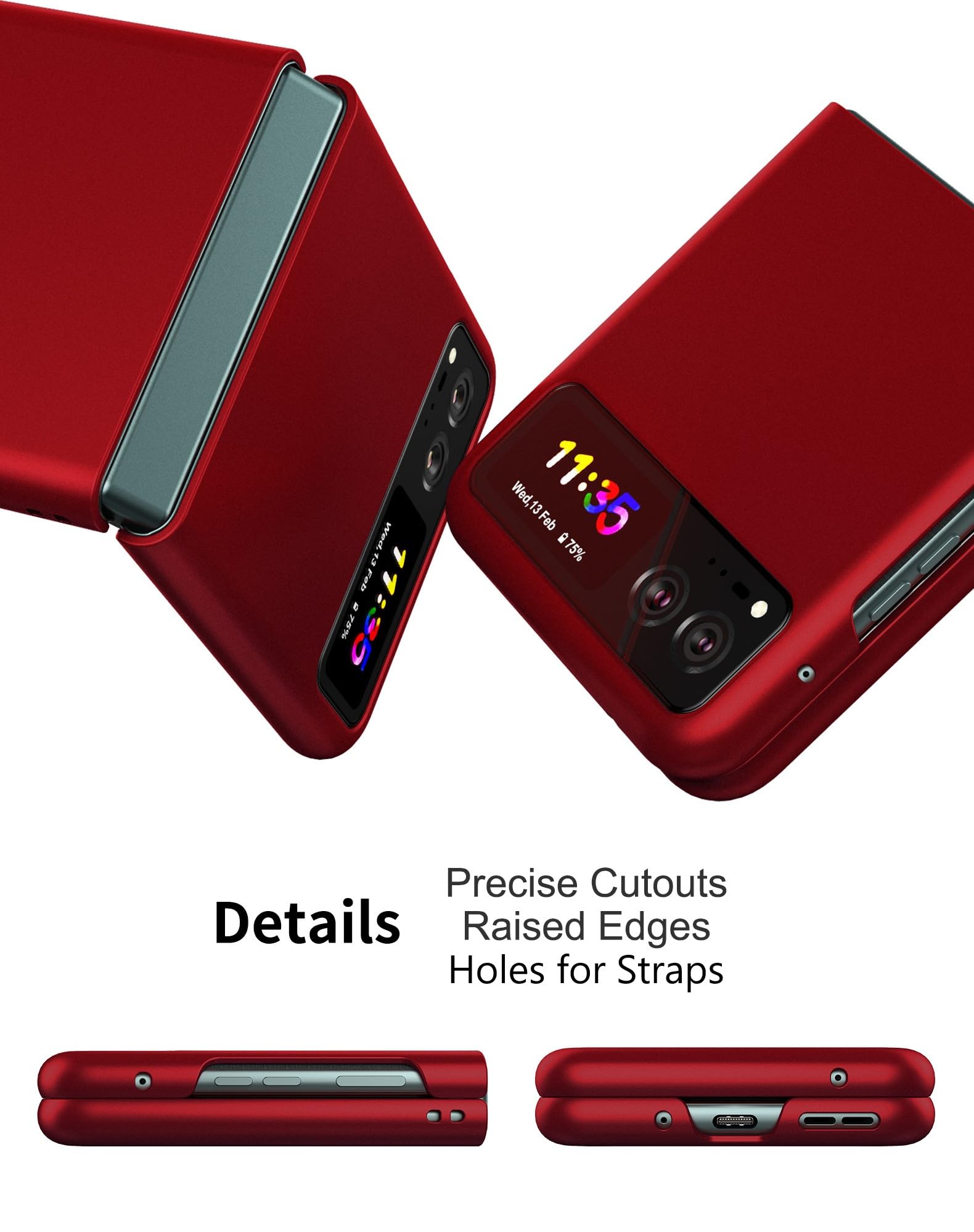Cresee Cresee Thin Hard Phone Case for Motorola Razr 2023 in Red Durable Protection Stylish Design - View 5 of 7