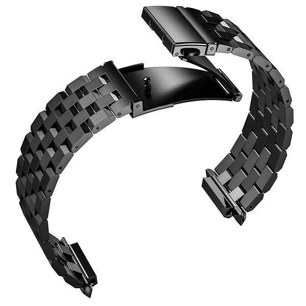 SUPLINK SUPLINK Stainless Steel Bands for Fitbit Versa 4, 3, 2 & Sense - Durable Black Watch Strap & Protector Cover for Men - View 7 of 8