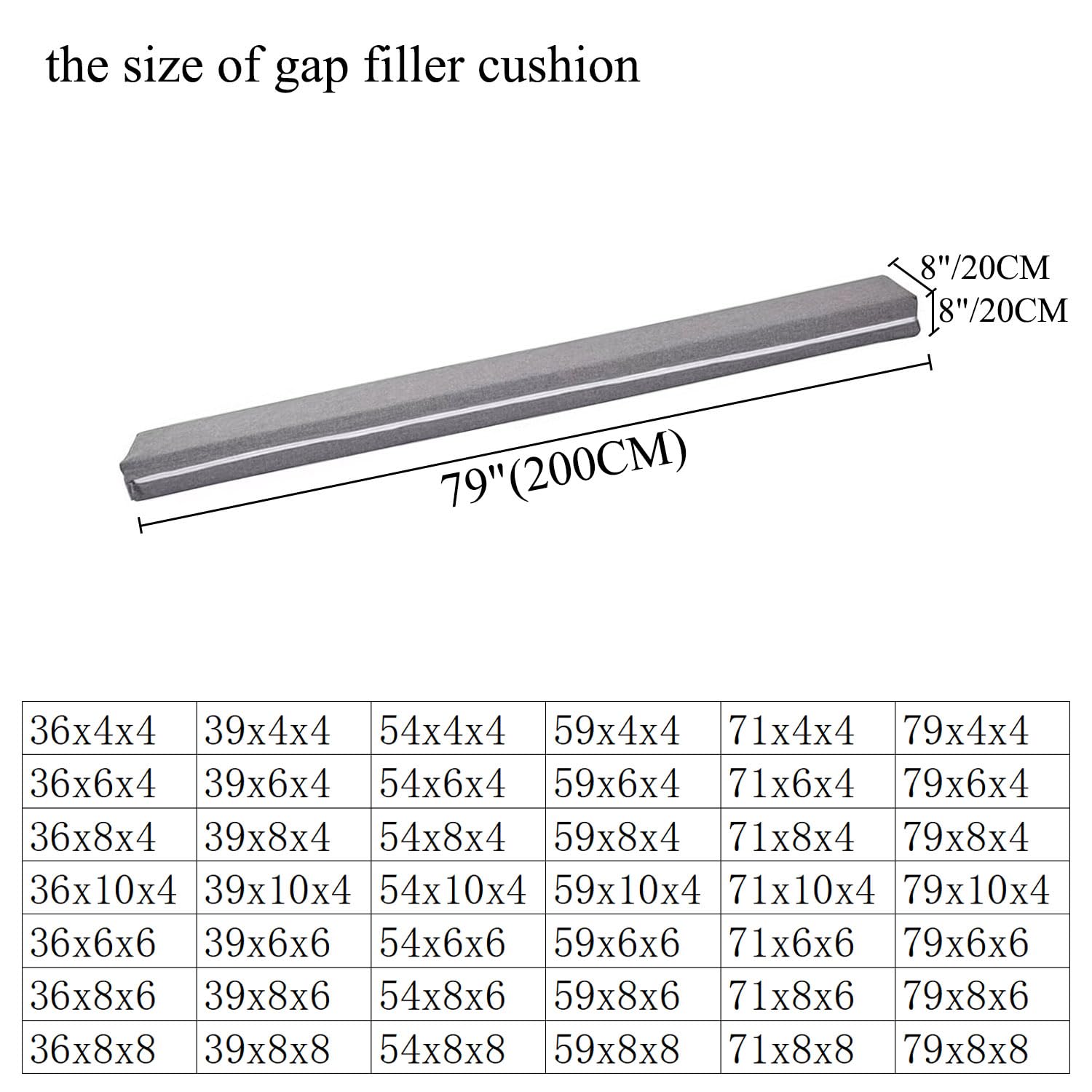 SAMTY SAMTY Bed Gap Filler Bolster Pillow for Headboard and Mattress 79x8x8 Inch Sofa Crack Stopper - View 2 of 6