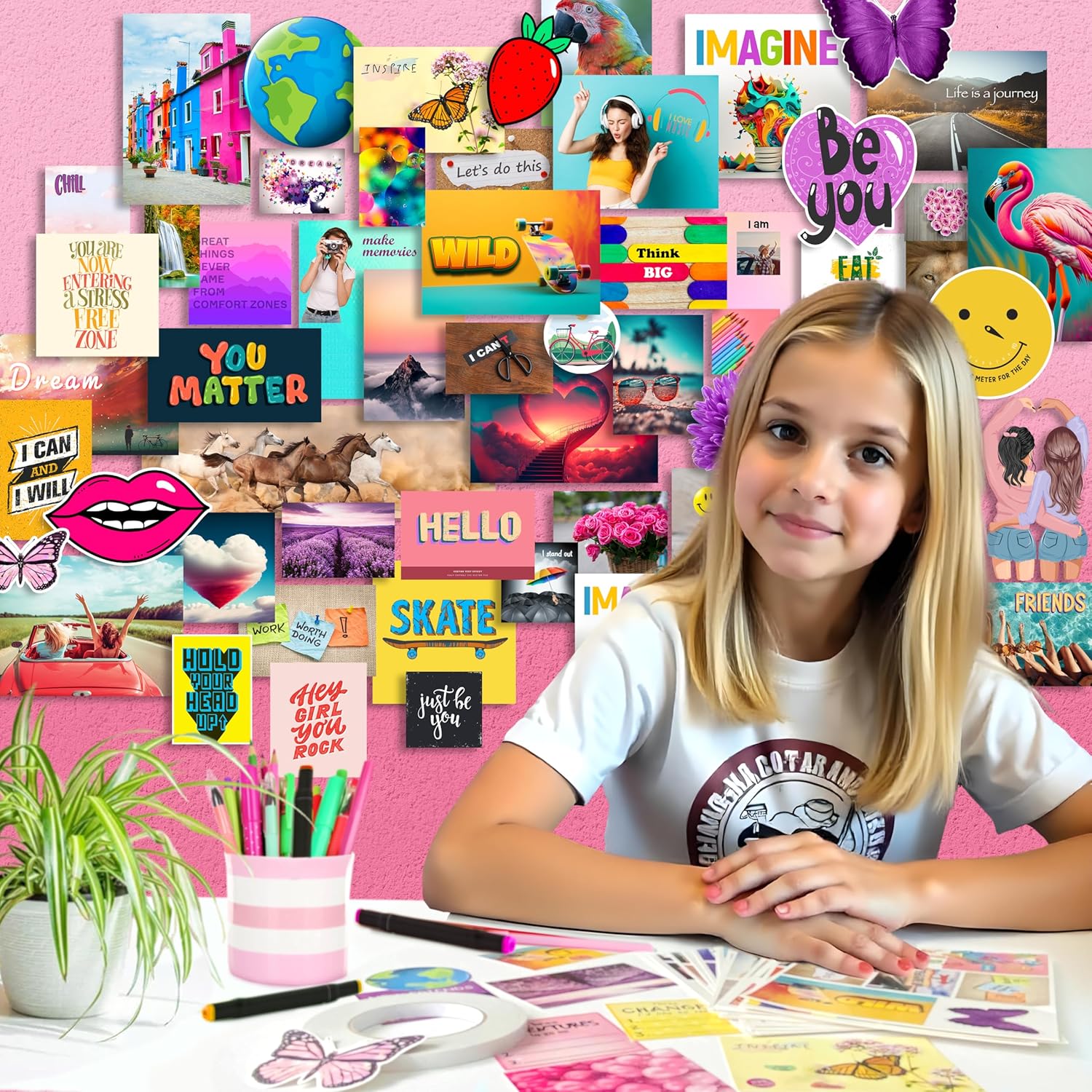 Craftelle Wall Collage Kit for Teen Girls DIY Crafts Room Decor Gifts for Ages 10 to 16 Trendy Birthday Ideas Over 1000 Pieces - View 7 of 8