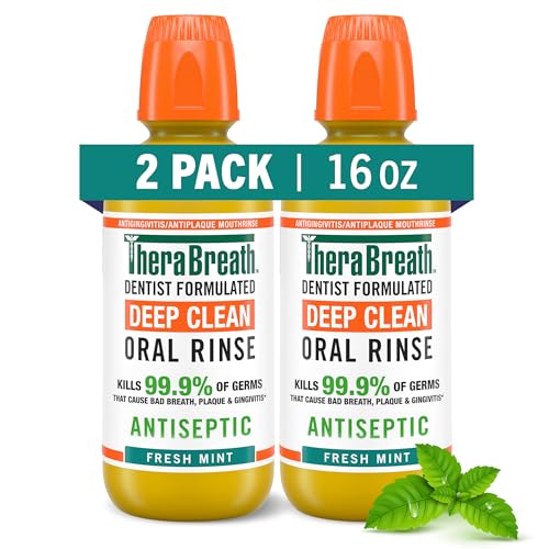 TheraBreath TheraBreath Deep Clean Mouthwash - Antigingivitis, Alcohol-Free, Fresh Mint, Dentist-Formulated (Pack of 2)