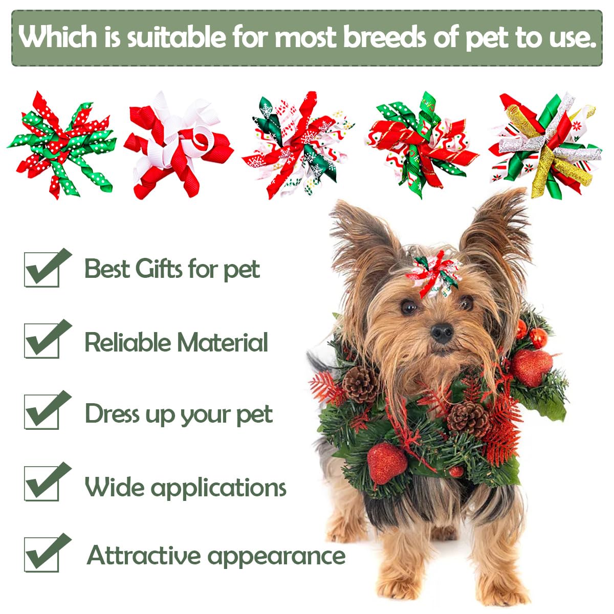 PET SHOW Curly Dog Hair Bows 20pcs for Small Medium Dogs with Rubber Bands Spiral Puppy Swirl Topknot Cat Festival Accessories Gift - View 3 of 7