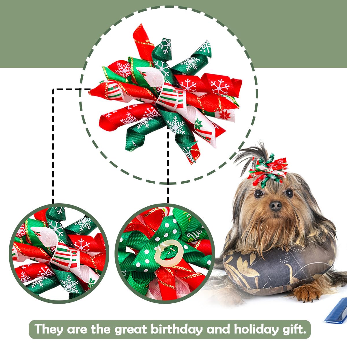 PET SHOW Curly Dog Hair Bows 20pcs for Small Medium Dogs with Rubber Bands Spiral Puppy Swirl Topknot Cat Festival Accessories Gift - View 4 of 7
